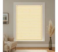 Natural - Wood Grain Effect PVC Venetian Blinds - Width 120cm x Drop 150cm | Child Safe Easy Fit Trimmable Fittings Tilt Control Wand Mechanism - Privacy shutters Perfect for Home offices Window Blind