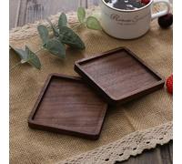 Natural Wood Grain Square Coaster, Heat resistant, Non slip, Home and Office Essential (Walnut grooves)