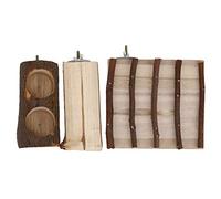 Natural Wood Hamster Feeding Food Bowl, Split Climbing Ladder Platform Teeth Grinding Rod, Multi - Functional Small Pet Toy for Chinchilla Hedgehog Squirrel and Other Small Animals