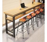 Natural Wood Industrial Bar Table for 23 PeopleDouble Layer Console Table for Restaurants Cafés Small Spaces Living Room62.9x16x40in by Bartisch