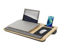 Natural Wood Laptop Tray for Lap - Portable Laptop Stand with Cushion, Lightweight Laptop Desk with Mouse Pad, Fits Laptops Up to 17 Inches, Built-in Mouse Pad, Tablet Phone Holder, Beige