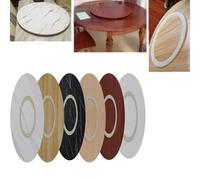 Natural Wood Lazy Susan Turntable 80cm Round Tabletop with Black Stone Grain Finish Smooth and Silent Rotating Serving Tray for Kitchen & Dining Table