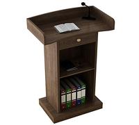 Natural Wood Lectern Podium with Drawer - Perfect for Corporate Events Restaurants & Weddings - Public Speaking Reception Stand Adjustable Height Design