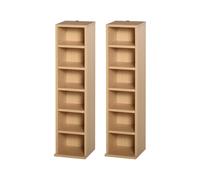 Natural Wood Media Storage Set of 2 Homcom 204 CD & Blu-ray Racks with Adjustable Shelves Bookcase Organiser Durable & Stylish