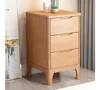 Natural Wood Nightstand with 3 Drawers, Compact Bedside Table for Bedroom/Living Room, Stylish Wooden Comodino, 40cm Wide Storage Solution
