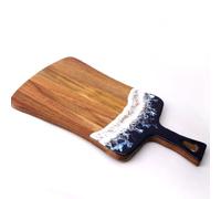 Natural Wood Ocean Wave Cutting Board with Handle, Epoxy Resin Wave, Corporate Gift, Realtor Gift, Cheese Board, Charcuterie Board (Board with Handle 14.2”x8.7”)
