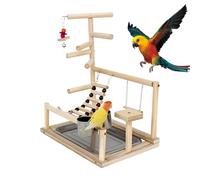 Natural Wood Parrot Perch Stand - Small to Medium Birds Playground Gym | Wooden Bird Bridge for Cockatiels, Macaws and Disturbances, Play Area