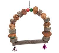 Natural Wood Parrot Swing Toy, and Hickory Wood, Multipurpose Chewing Swing for Parakeet Cockatiel Finch - Safe Non Material, Easy Installation, Entertaining Bird Cage (S)