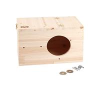 Natural Wood Pet Breeding Box, Wooden Nesting House for Chinchilla Squirrel Rabbit, Spacious Hideout Cage with Small Door, Safe Durable Animal Nesting Box for Mating and Resting