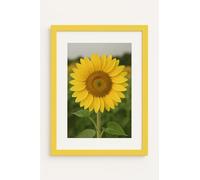 Natural Wood Photo Picture Poster Print Frame with White Mount Wall or Tabletop Display Shatterproof Styrene, Yellow, A5 (5.8" x 8.3") in 9" x 11" frame