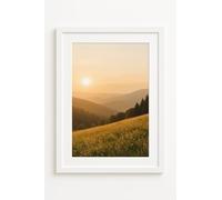 Natural Wood Photo Picture Poster Print Frame with White Mount Wall or Tabletop Display Shatterproof Styrene, White, A2 (16.5" x 23.4") in 20" x 28" frame