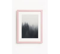 Natural Wood Photo Picture Poster Print Frame with White Mount Wall or Tabletop Display Shatterproof Styrene, Pink, 12" x 8" in 16" x 12" frame