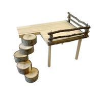 Natural Wood Play Gym Stand Double Layer Climbing Platform Easy Assembly Small Rodent Exercise Toy with Ladder for Hamster and Squirrel