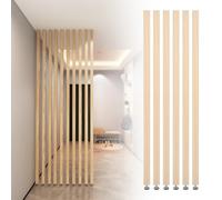 Natural Wood Room Divider 6 Pcs 215cm Indoor Partition Decorative Column Separator for Entryway Restaurant Office - Stylish Space Separation Solution