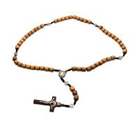 Natural Wood Rosary With Crosses For Faithfuls Unisex Religious Prayer Gift With Crosses Meditations Handmade Pendant