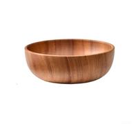 Natural Wood Salad Bowl 22cm Rustic Fruit Serving Hand Carved Wooden Bowl 22cm Smooth Lacquer Finish Japanese Style Wood Bowl 22cm for Home Dining Large Wooden Serving Bowl 22cm Brown Rice Soup Eco