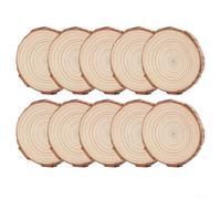 Natural Wood Slices 10 Pack Rustic Bark Edge(5-6cm*1cm)