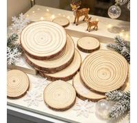 Natural Wood Slices 10 Pack Rustic Bark Edge(7-8cm*1cm)
