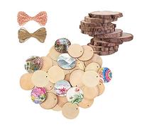 Natural Wood Slices 30PCS Wood Disc 3 Different Size Unfinished Log Wooden Circles for Art Crafts Wall Decor Wedding Christmas Decoration Ornaments (3 Sizes Each 10 pcs)