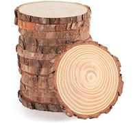 Natural Wood Slices, Wood Slices 10 Pcs 11-12cm NO Hole Natural Unfinished Log Wooden Circles for Art Creation DIY Crafts Wedding Decorations Christmas Ornaments