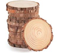 Natural Wood Slices, Wood Slices 10 Pcs 12-14cm NO Hole Natural Unfinished Log Wooden Circles for Art Creation DIY Crafts Wedding Decorations Christmas Ornaments
