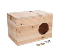 Natural Wood Small Animal Breeding Box,Hiding Nesting House Cage with Large Space,for Chinchillas Squirrels Hamsters Birds (11.8 x 7.9 x 7.9 Inches)