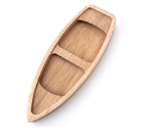 Natural Wood Small Floating Rowboat Toy Aquarium Desktop Decor in Brown.