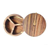 Natural Wood Spice Container 9x7cm with Spoon