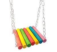 Natural Wood Swing Toy With Hooks Rainbow Color Hanging Hammock Nest For Ferrets Chinchillas Parrots Easy To Connect Wood Hammock