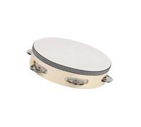 Natural Wood Tambourine with Metal Bells Educational Instrument for Adults Orff Percussion Hand Toll Drum
