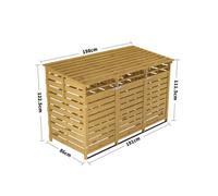 Natural Wood Triple Bin Store Shed Wheelie Bin Wooden Garbage Bin Storage Shed Rubbish Store Cover