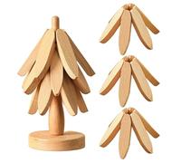 Natural Wood Trivet, Natural Foldable Kitchen Wooden Trivet, Multifunctional Ornaments for Hot Pots and Pans, Tree Shape Foldable Heat Resistant Pads Non-Slip Pot Holder Coasters Placemat (B, 3)