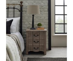 Natural Wood Wide 3 Drawer Bedside Table - Copgrove - Hill Interiors
