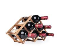 (Natural) Wooden 10 Bottles Folding Stand Rack Storage Wine Bottle Display Kitchen