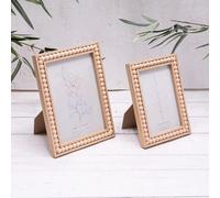 Natural Wooden Beaded Bobbin Freestanding/Wall Vintage Style Photo Frames (Natural, 5x7)