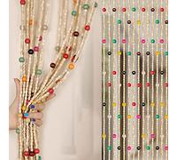 Natural Wooden Beaded Curtain - Decorative Hanging Room Divider Retro String Screen for Doorways & Hallways Customizable Size (30 Strands - 60x100cm)