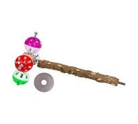 Natural Wooden Bird Stopper with Rotating Bell for Paraquiet Reduce Stress Cage Standing Toy for You and Your Stress