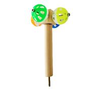 Natural Wooden Bird Stopper with Rotating Bell for Paraquiet Reduce Stress Cage Standing Toy for You and Your Stress