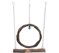 Natural Wooden Bird Swing 2pcs with Bell for Small Birds | Coffee Wood, Braided Ring Style, Hanging Hook, Cage or Aviary Use, Foot Exercise and Chewing Outlet Random Style