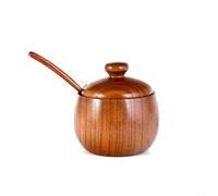Natural Wooden Bowl for Rice Soup and Salad, Japanese Style Dinnerware, Rustic Eco Friendly Food Container, Small Wood Tableware(with scoop lid)