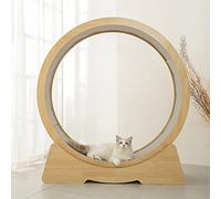 Natural Wooden Cat Exercise Wheel Treadmill, Low Noise Cat Treadmill Ferris, Spinning Catcat Furniture, With Carpeted Runway,L