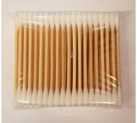 Natural Wooden Cotton Swabs, White Cotton Tips, Biodegradable Stems, 100 Count, for Personal Care, Beauty, Cleaning, 7.5 cm Length