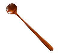 Natural Wooden Long Handle Spoon Elegant Soup, Dessert, and Tea Coffee Tableware Kitchen Supplies