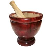 Natural Wooden Mortar & Pestle Set, 6 Inch Manual Thai Kitchen Tool for Grinding Herbs & Garlic