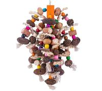 Natural Wooden Parrot Chewing with Sturdy Multi-layer Bird Cage Nuts Corn Provides Entertainment Mental Stimulation Exercise for Large Birds