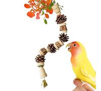 Natural Wooden Parrot Toy - Pine Cones, Pine Nut Chew Chains | Hanging Chew Sticks Set | Perfect for Parakeets, Cockatiels, Turtle Doves, Macaws, Finches, Cockatoos and V