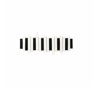Natural Wooden Piano Coat Rack-Wall Mount, Modern, Unique, Space-Saving for Front Door Entrance - Hangs Coats, Keys, Umbrellas (6 Hooks,Black and White)