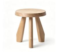 Natural Wooden Round Stools - Low 3-Leg Accent Tables Decorative Side Tables for Entryways Living Rooms Balconies & Patios - 33x37.5cm / 13x14.8in