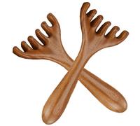 Natural Wooden Scalp Massage Comb Set - 2-Piece Head Massager + Long-Handled Meridian Comb, Relieves Stress and Promotes Hair Growth