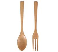 Natural Wooden Spoon Fork Set Kitchen Utensil for Camping Hiking Travel Lightweight Durable 2PCS Set Perfect for Jam Sugar Condiments Baby Spoons (Spoon and Fork Combination)